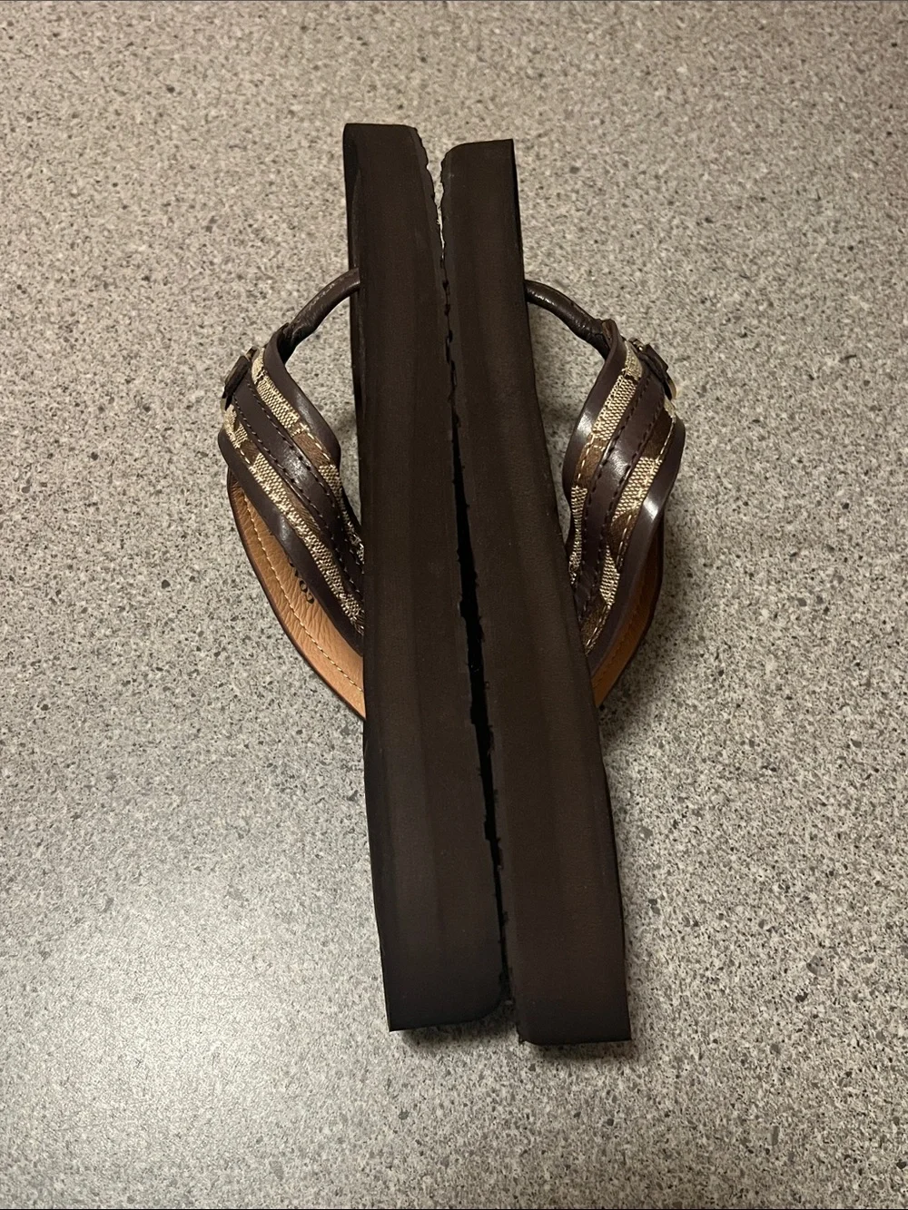 Authentic Coach Jasmine 12CM/Semi Mat CLF A5287 Women's Brown/Tan Thong Sandals - Picture 7 of 8